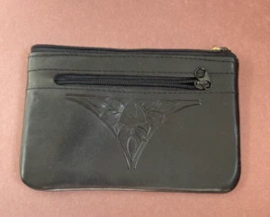 Rolf's Black Coin Purse Wallet Cow Leather Zippered Closure 5" x 3 1/2" - Picture 1 of 5