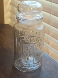 Vintage 75th Anniversary Planters Peanut Mr. Peanut Glass Jar 1981 - Picture 1 of 10