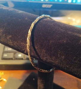 Antique Sterling Silver Unique Twisted Patterned Bangle Bracelet - Picture 1 of 14