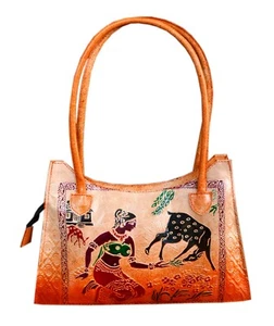 Cartera de cuero hecha a mano, curtida vegetal, el antiguo arte de Shantiniketan - Imagen 1 de 5