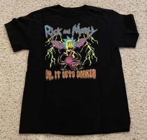 Camiseta Gráfica Rick & Morty Oh It Gets más oscura ~ Murciélagos y Arañas Negra Talla M - Imagen 1 de 2