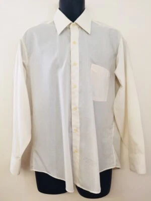 Camisa de vestir Sears para hombre grande punto marfil Perma Prest manga larga abotonada años 70 Foto 1 de 4