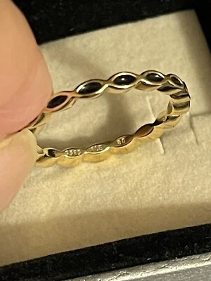 Pandora 14K Yellow Gold And Black Enamel Ring Ring.  Size 9 New. - Image 1 of 3