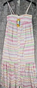 GDG Actuel gestreiftes Träger Midi Sommerkleid rosa Größe UK 8-10 neu mit Etikett. - Bild 1 von 11
