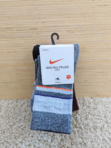 NEW Nike Multiplier Clemson Tigers Crew Socks 2 Pack Mens 6 to 8 Womens 8 to 10 Cover