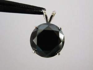 4.20ct NATURAL BLACK DIAMOND NECKLACE,FREE DIA TESTER,CERTIFICATE,NECKLACE - Picture 1 of 9