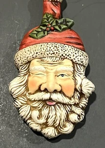 Vintage Old World 3D Santa Claus w/ One Eye Winking Ceramic Christmas Ornament - Picture 1 of 11