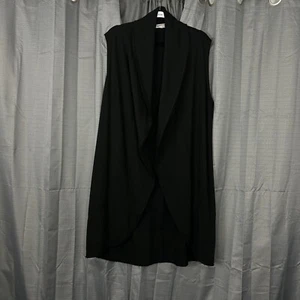 Bryn Walker Open Front Cardigan Vest Women M Black Bamboo Lagenlook Oversized - Picture 1 of 9