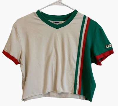 Camisa Top FILA 2010s Blokecore Y2K Para Hombres M Rayas Atlético Deportes Retro Recortada Foto 1 de 4