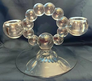 CANDLE HOLDER Double Lights STARLIGHT Imperial Blown Glass CANDLEWICK 7" x 5" - Picture 1 of 4