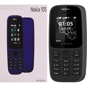 BNIB Nokia 105 Dual Sim 4MB ROM + 4MB RAM ROM Black Factory Unlocked 2G GSM - Picture 1 of 1
