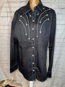 ROCK & ROLL COWGIRL Womens Western Pearl Snap Shirt Longhorns Black XXL - Picture 1 of 10
