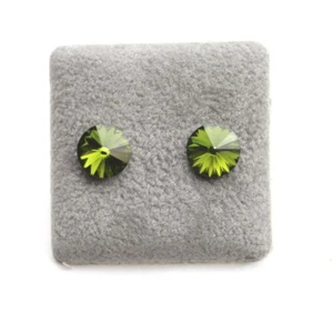 8 mm Rivoli Ohrstecker Grün Ohrringe mit Swarovski Kristallen Olivine Ohrschmuck - Picture 1 of 10