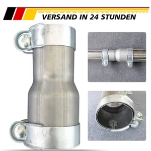 Edelstahl Doppelmuffe Adapter Auspuff Reduzierstück 60mm bis 55mm mit 2 Schellen - Bild 1 von 10
