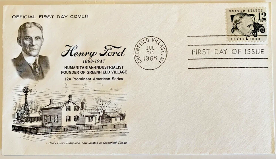 FDC USA First Day Cover Henry Ford Greenfield Village  #1286a 1968 - Image 1 of 1