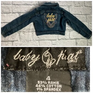Baby Pfat Girlz 4 Youth Jacket Denim Jean Snap Blue Pockets Cotton Girls Gold - Picture 1 of 12