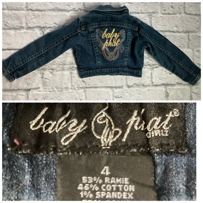 Baby Pfat Girlz 4 Juvenil Chaqueta Denim Jean Snap Azul Bolsillos Algodón Niñas Dorado Foto 1 de 4