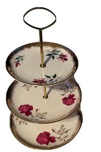 Vintage Cake Stand 3 Tier Weatherby Hanley Royal Falcon Ware England - Picture 1 of 11