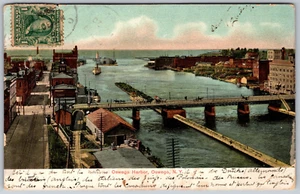 Postcard UB Oswego New York NY Harbour Bird's Eye View - Picture 1 of 2