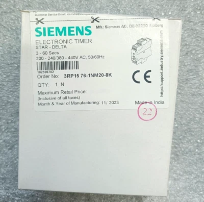 TEMPORIZADOR ELECTRÓNICO SIEMENS 3RP1576-1NM20-8K 3-60 SEGUNDOS 3RP15761NM208K Foto 1 de 4
