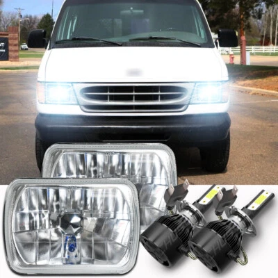 2 peças para Ford E-150 E-250 E-350 7x6" luzes dianteiras seladas farol quadrado H6054 - Imagem 1 de 4