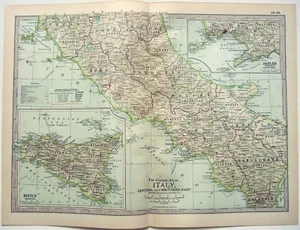 Central & Southern Italy - Original 1902 Map by The Century Company. Antique - Picture 1 of 3