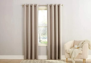 Sun Zero Easton Blackout Energy Efficient Grommet Curtain Panel 54X108 Stone New - Picture 1 of 4