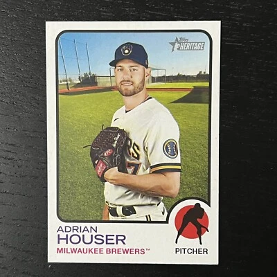 2022 Topps Heritage Baseball Adrian Houser Base #219 Milwaukee Brewers - Image 1 of 2