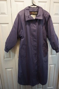 London Fog Belted Trench Coat, Women’s Size 12,Purple, Removable Zip Liner Plaid - Picture 1 of 9