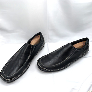 GBX men's black leather casual shoes loafer's size 10M Top Stitch 00558756  EUC