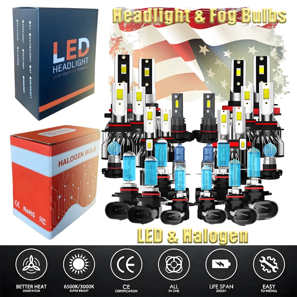 H1 H4 H7 H8 H11 9005 9006 LED Scheinwerferlampen Canbus Bright 6000K 100W 12V - Image 1 of 4