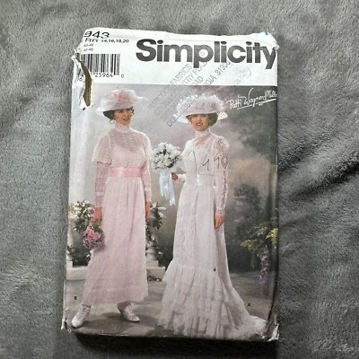 Simplicity 5943 Wedding Gown Pattern Sz 14-20 Victorian Prairie Lace Bridal Y2K - Image 1 of 4