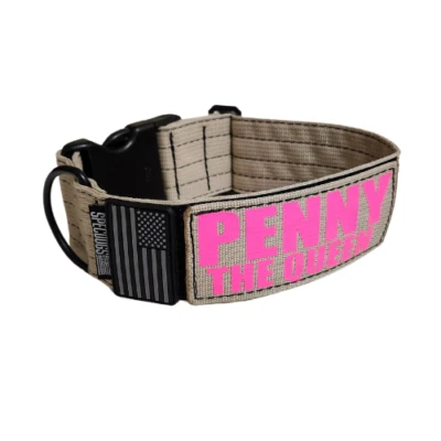Tactical 2" K9 Sand Dog Collar With Name Patch quick side release buckle, flag - Image 1 of 4