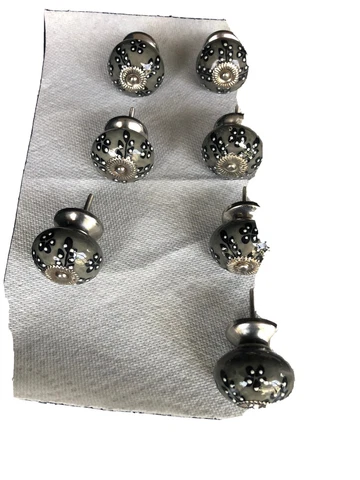 8 Piece Vintage Hand Painted Ceramic Knobs Cover