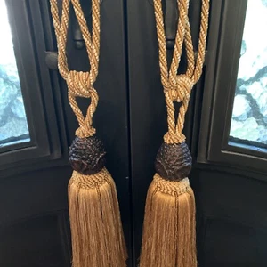 Pair of Decorative Tassels Large Luxury Drapery Tiebacks 32” Length - Picture 1 of 9