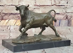 Bronze Abstract Bronze Bull Horns Statue Figurine Sculpture Stock Broker Decor - Picture 1 of 10