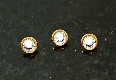 3 piezas 14 g chapado en oro transparente 4 mm circonita cúbica tapa de anclaje dérmico roscada internamente  Foto 1 de 4