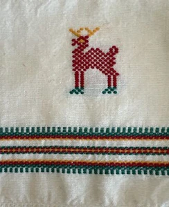 Juego de 6 servilletas decorativas de tela de Navidad con punta de aguja árbol reno - Imagen 1 de 10