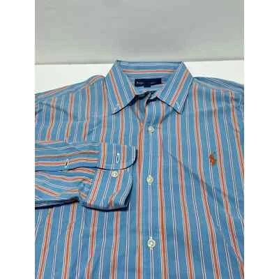 Camisa Ralph Lauren Juvenil Manga Larga Talla 18 (XL) Naranja y Azul Foto 1 de 4