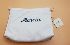 Pottery Barn Terry Cosmetic Bag "Marcia" White Make Up Toiletry Bag NWT - Picture 1 of 10