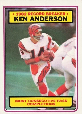 1983 Topps Football Record Breaker Ken Anderson Cincinnati Bengals #1 - Image 1 of 2