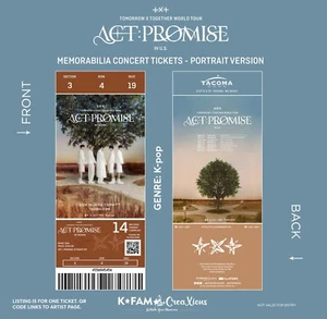 TOMORROW X TOGETHER WORLD TOUR ACT: PROMISE PORTRAIT K-Pop Concert Tickets - Picture 1 of 5