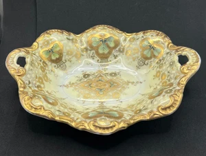 Antique Nippon Oval Bowl Gold Gilt With Shamrocks - Picture 1 of 13