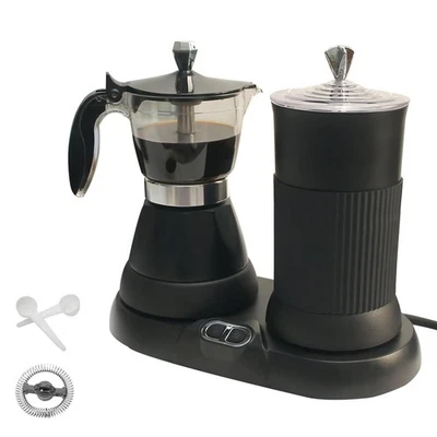 Máquina de café expresso com espumador de leite elétrica Moka Pot 2 em 1 máquina de café expresso alumínio... - Imagem 1 de 4