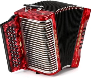 Hohner Corona II Xtreme Diatonic Accordion - Keys of F/Bb/Eb - Pearl Red - Picture 1 of 9