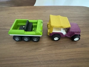 2 Vintage TONKA Green Ruff Rider 6-Wheeler And Purple Jeep Gold Pop 1970's - Picture 1 of 14