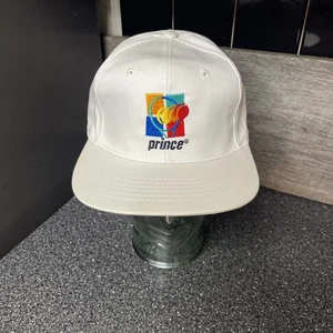 Prince Tenis Vintage Sombrero Cancha Bordado NUEVO NUEVO CON ETIQUETAS 80s Blanco 90sLogo Ajustable - Imagen 1 de 7