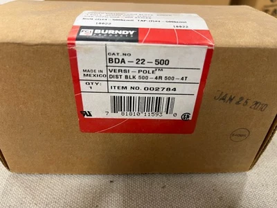 Burndy BDA-22-500 Power Dist. Block Run (2) #4 - 500 Tap (2) #4-500kcmil 600V - Image 1 of 3