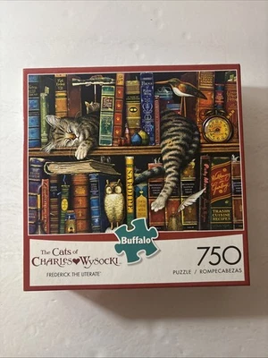 Buffalo Games Cats of Charles Wyoscki Frederick The Literate 750 Pieces New - Image 1 of 4