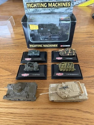 Lot of 6 Tanks and 1 Vehicle.  Some 1:114 Scale. Abram’s Tank & Corgi Half Truck - Image 1 of 4